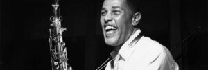 Black and white photograph of Dexter Gordon by Francis Wolff.