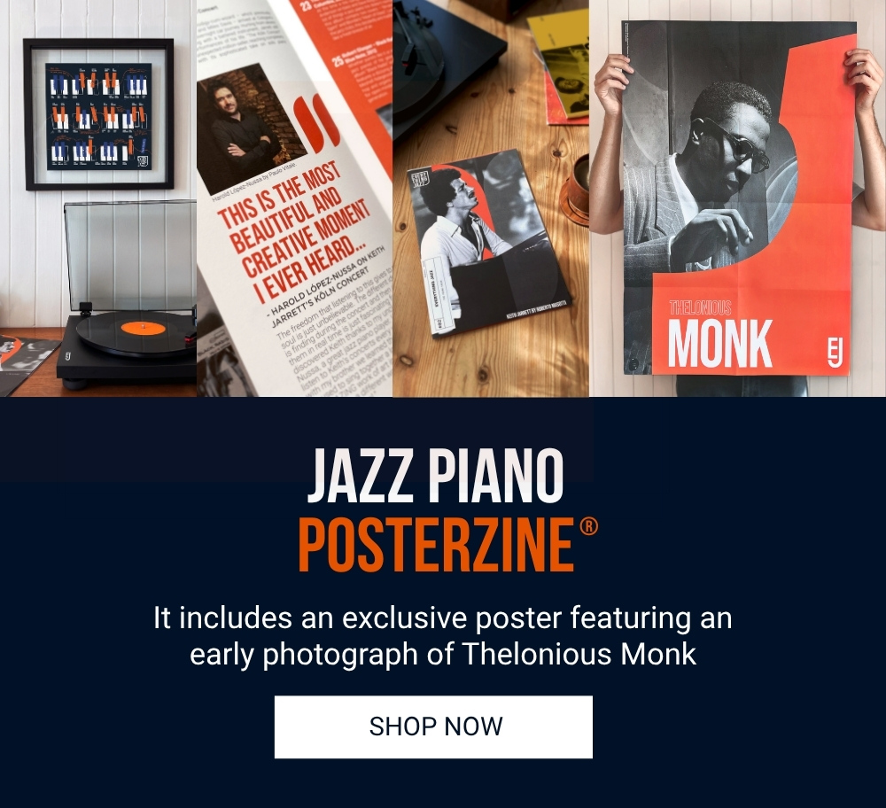 Posterzine® #02: The Piano Issue, Thelonious Monk Poster + History Of Jazz Piano 12” x 12” Print (Exclusive)