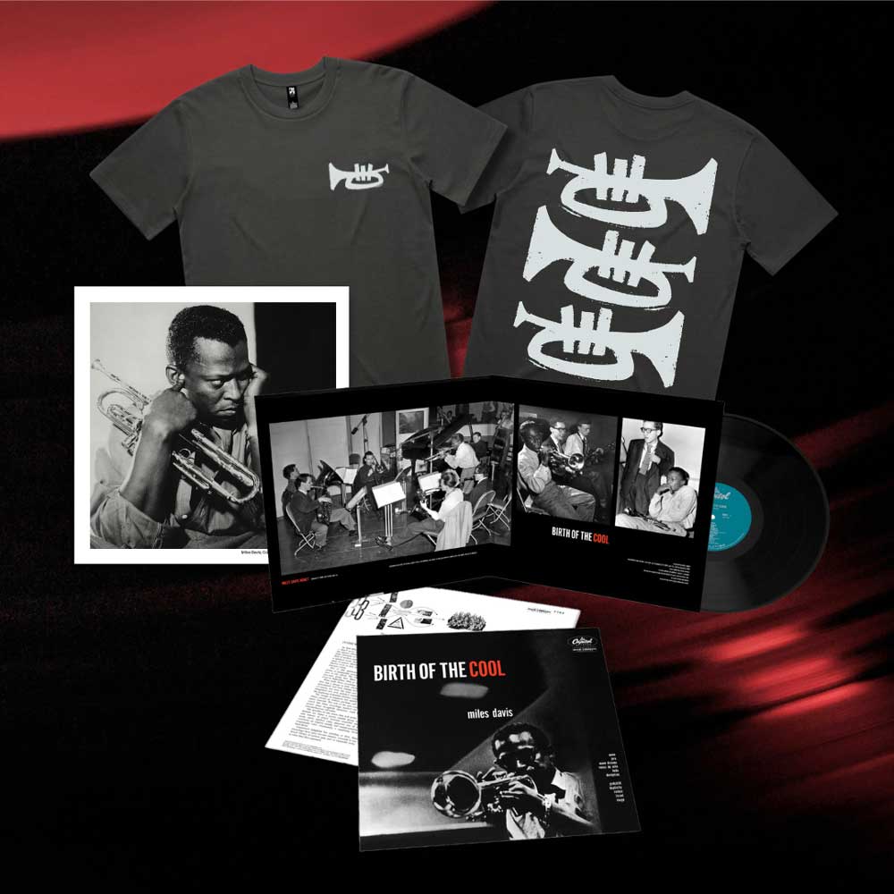 Miles Davis "Birth of the Cool" LP bundle with Tshirt and 12" Print