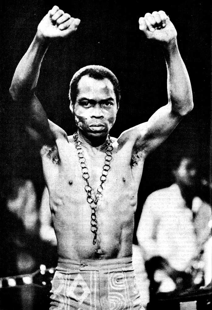 Fela Kuti, 1986 Photo: Billboard magazine July 1986, Distributed by Celluloid Records